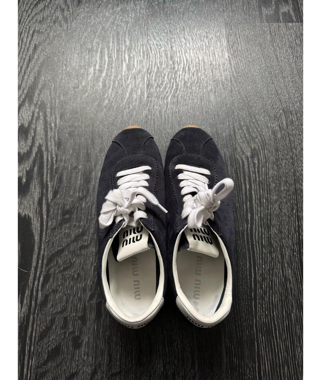 MIU MIU Темно-синие замшевые кеды, фото 3