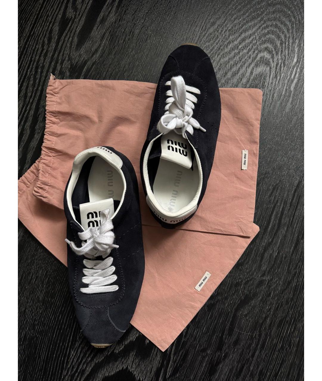 MIU MIU Темно-синие замшевые кеды, фото 6