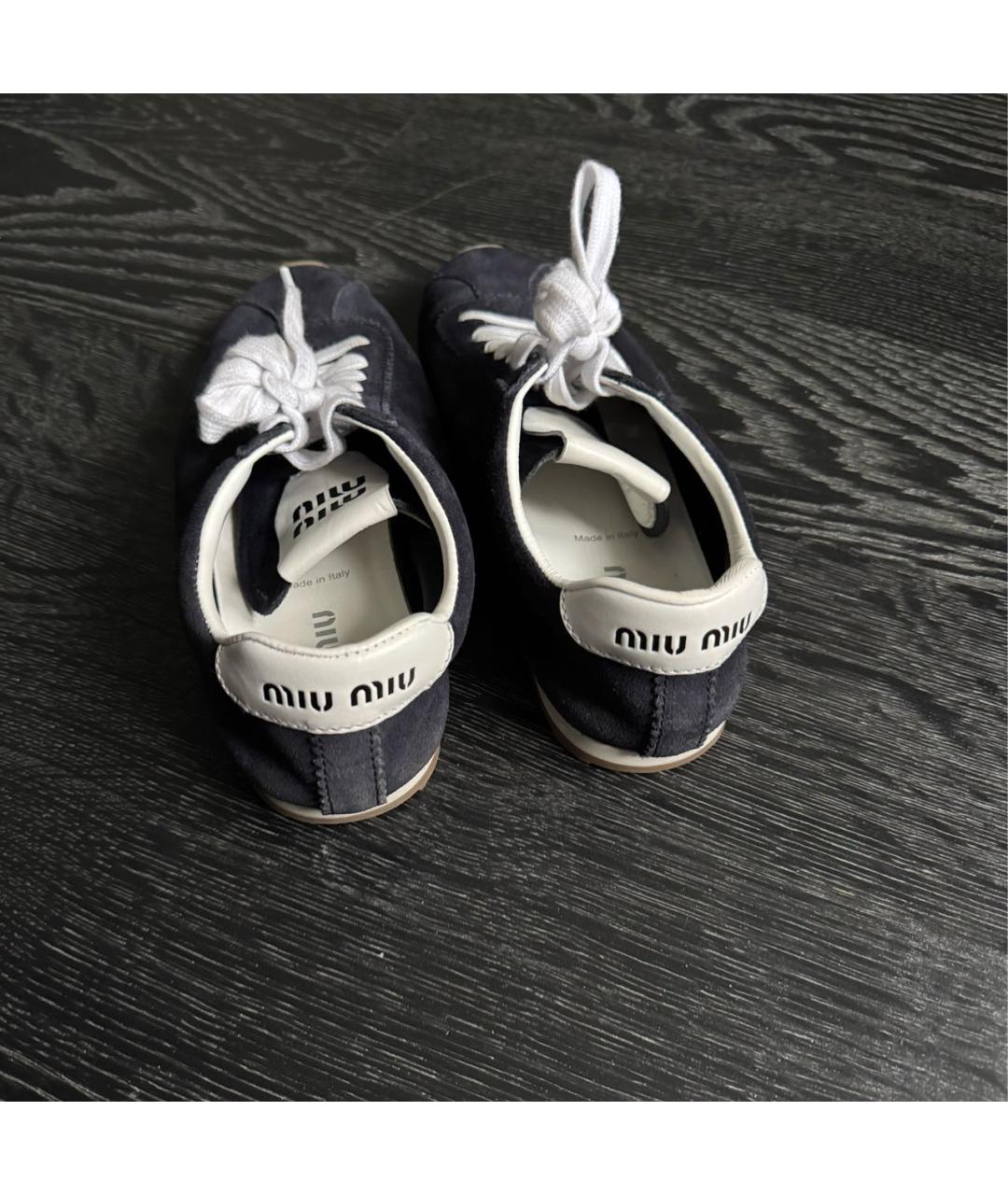 MIU MIU Темно-синие замшевые кеды, фото 4