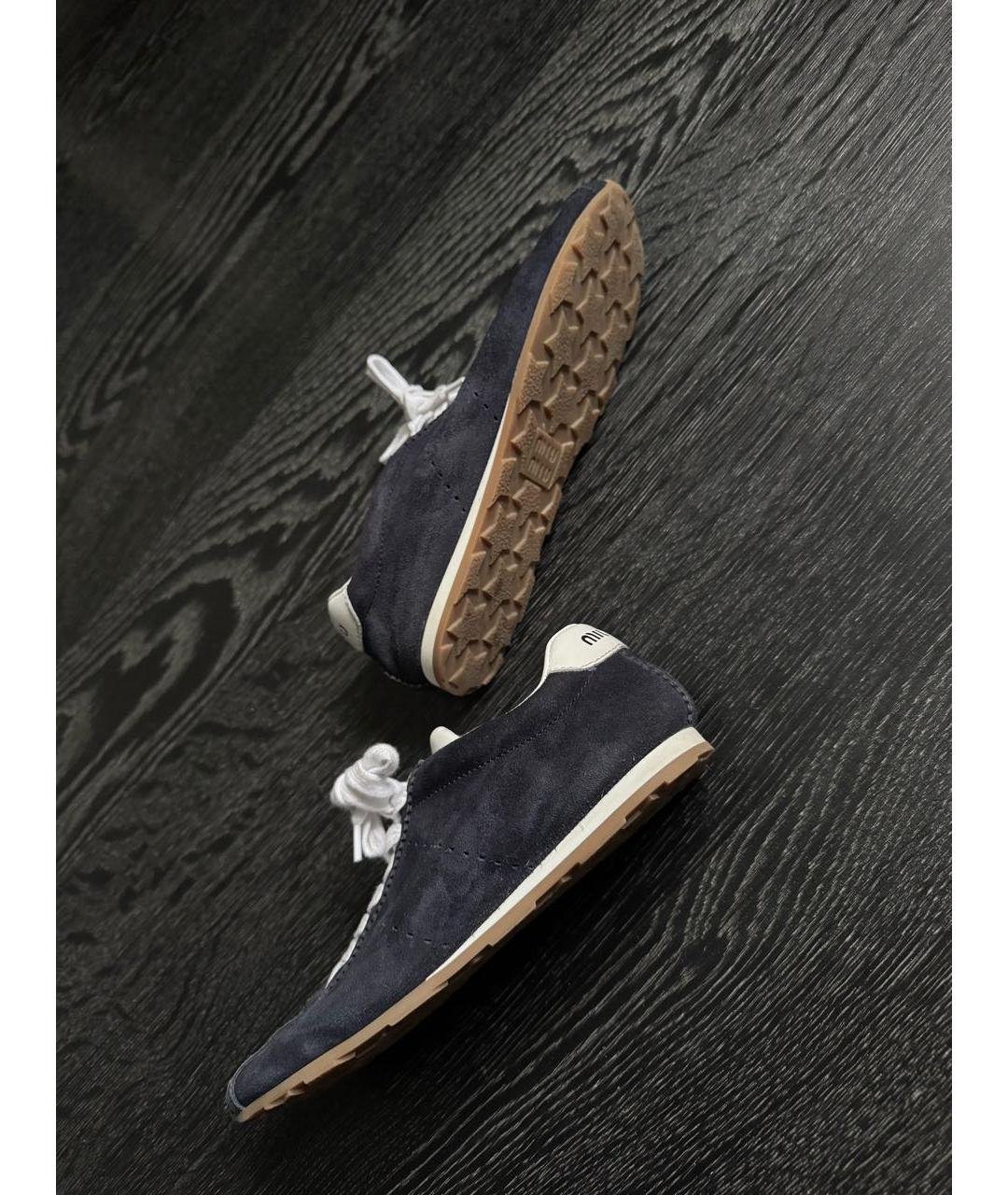 MIU MIU Темно-синие замшевые кеды, фото 5