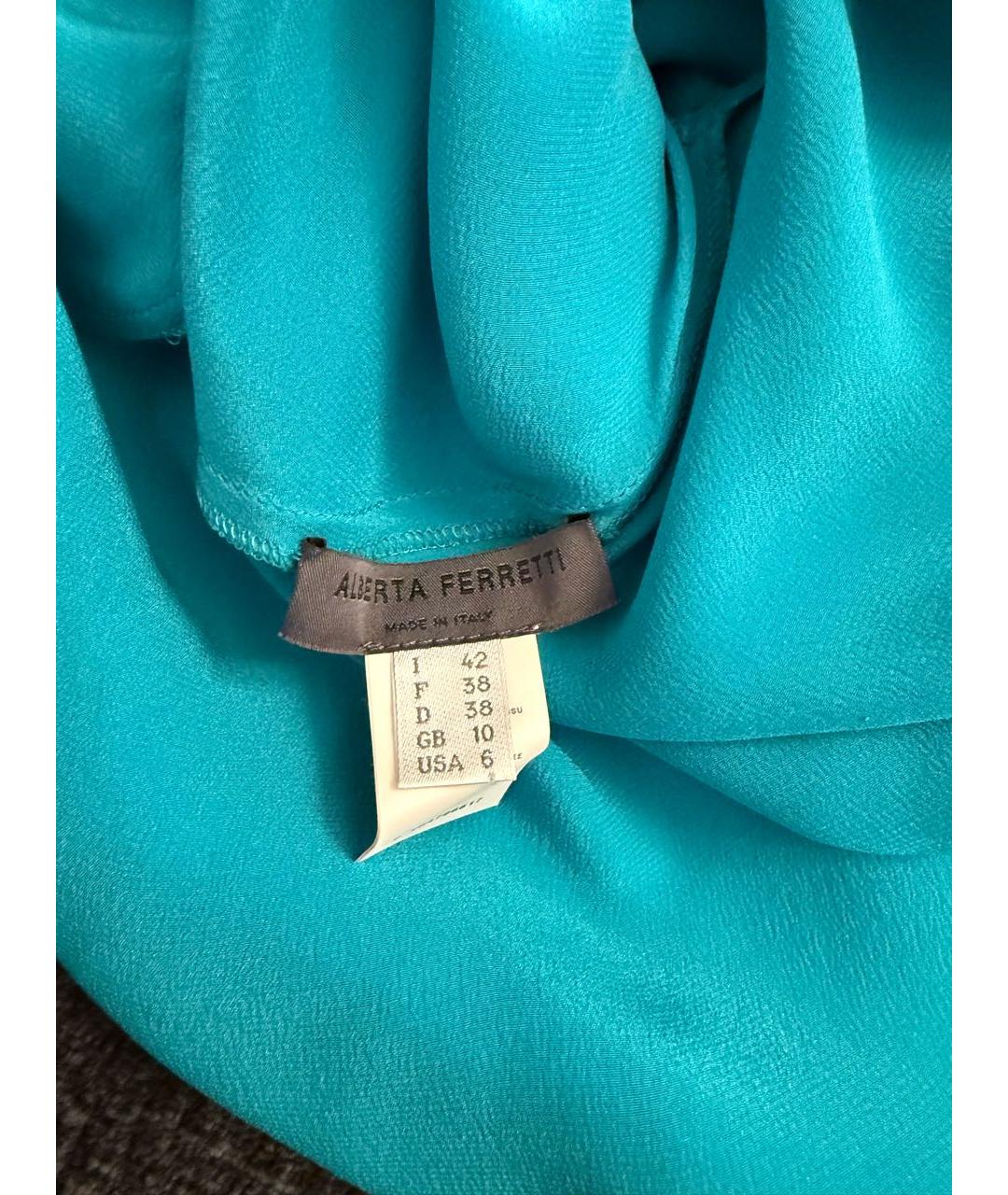 ALBERTA FERRETTI Зеленые шелковое повседневное платье, фото 3