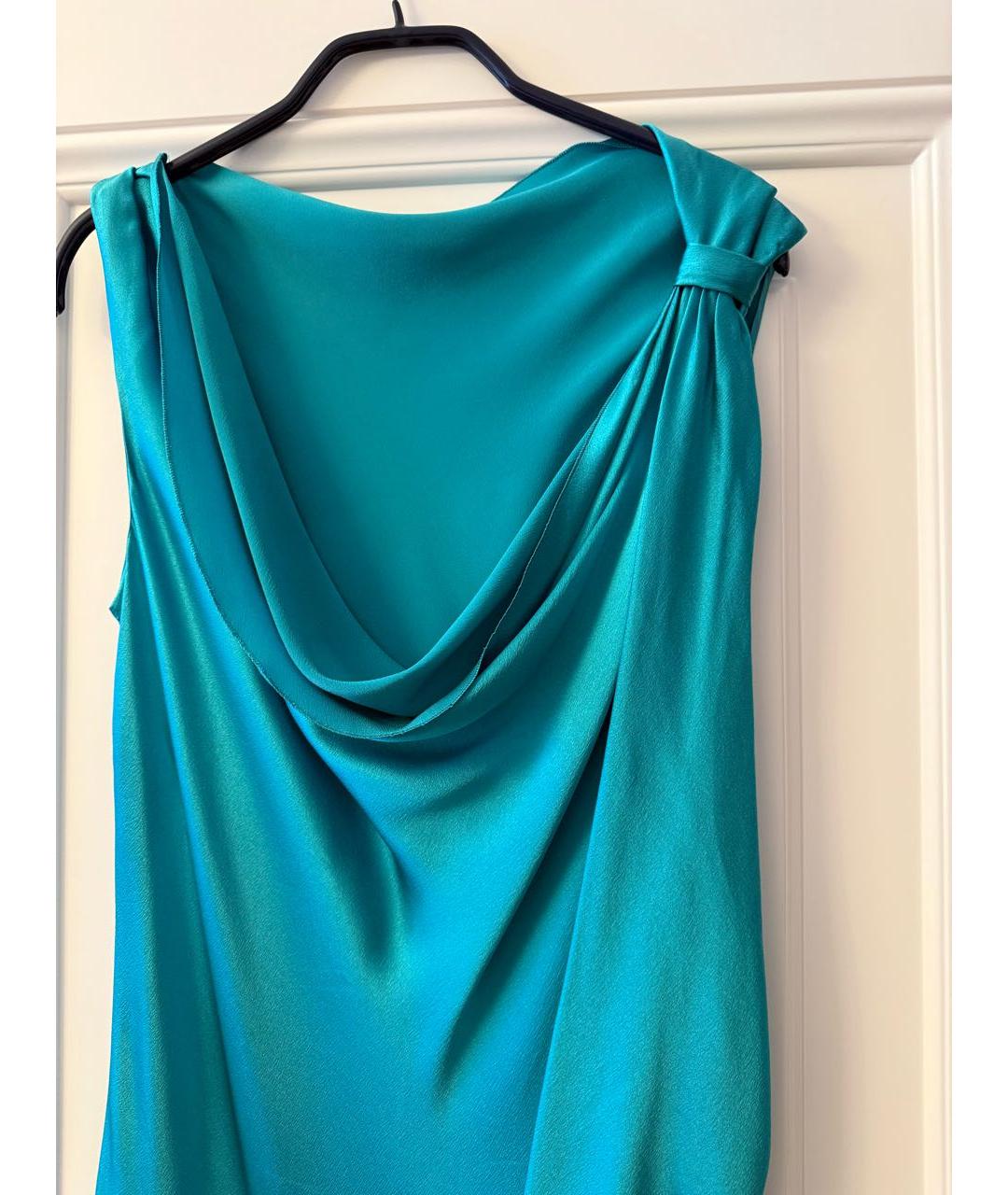 ALBERTA FERRETTI Зеленые шелковое повседневное платье, фото 4