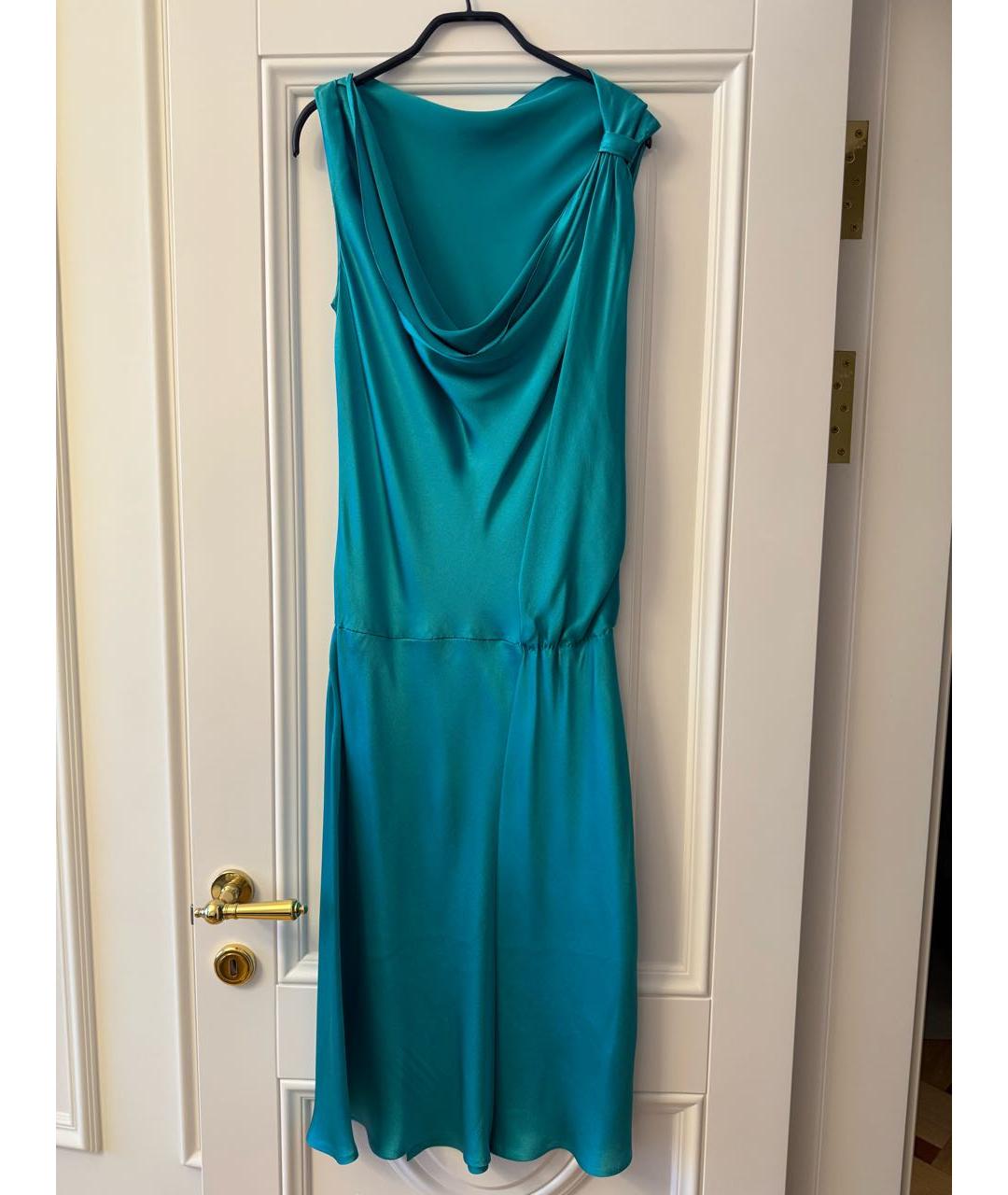 ALBERTA FERRETTI Зеленые шелковое повседневное платье, фото 5