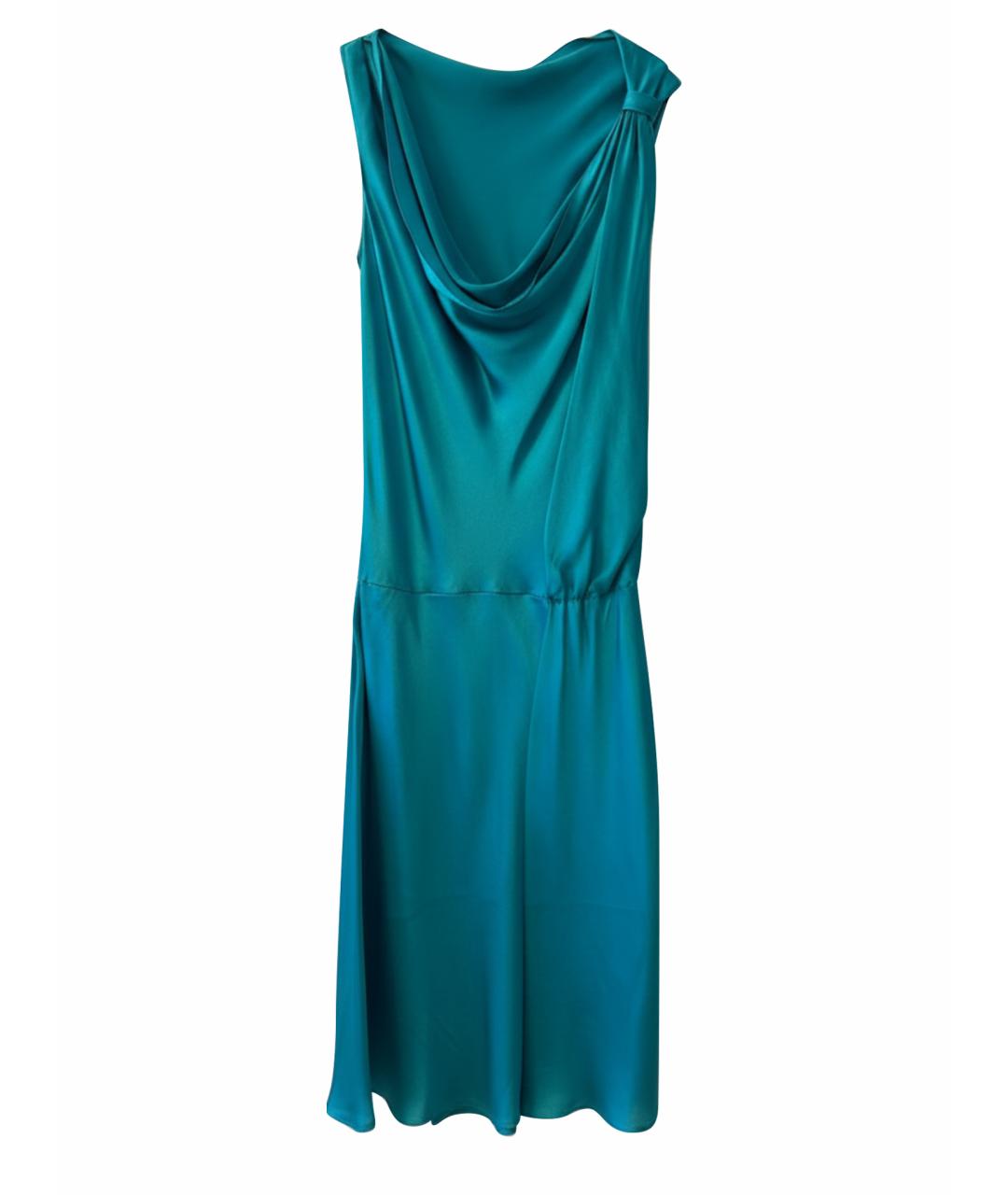 ALBERTA FERRETTI Зеленые шелковое повседневное платье, фото 1