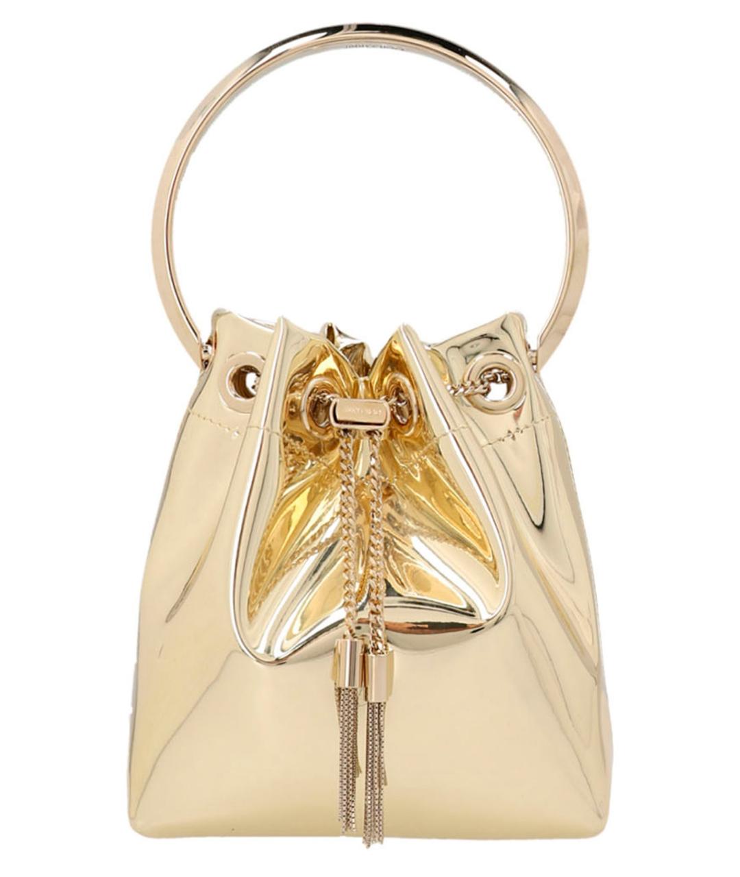 JIMMY CHOO Золотая кожаная сумка с короткими ручками, фото 1