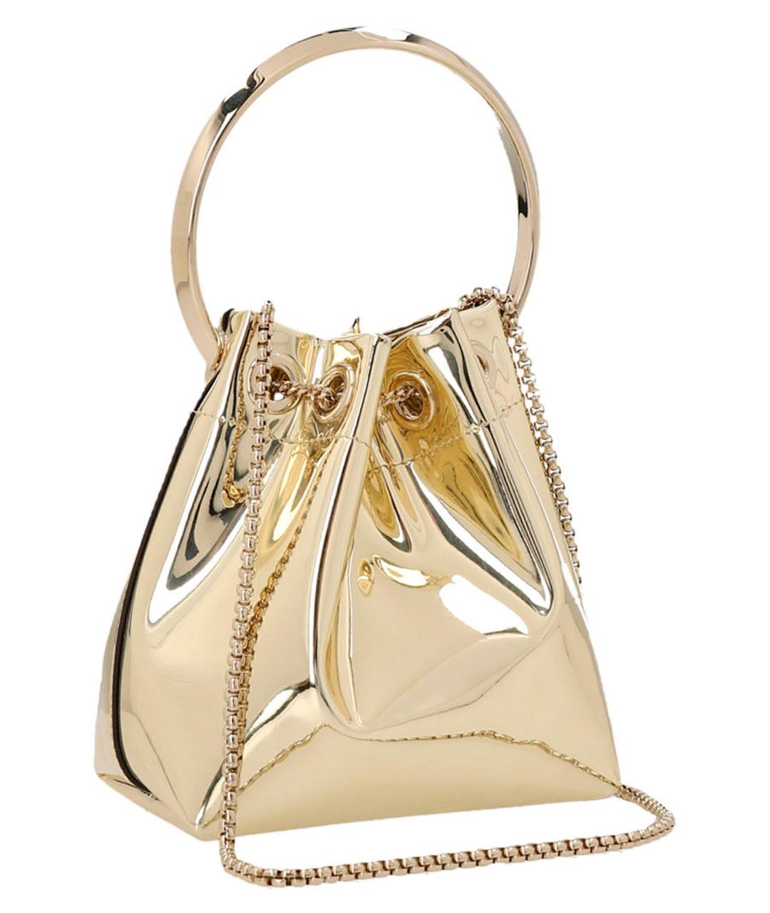 JIMMY CHOO Золотая кожаная сумка с короткими ручками, фото 2