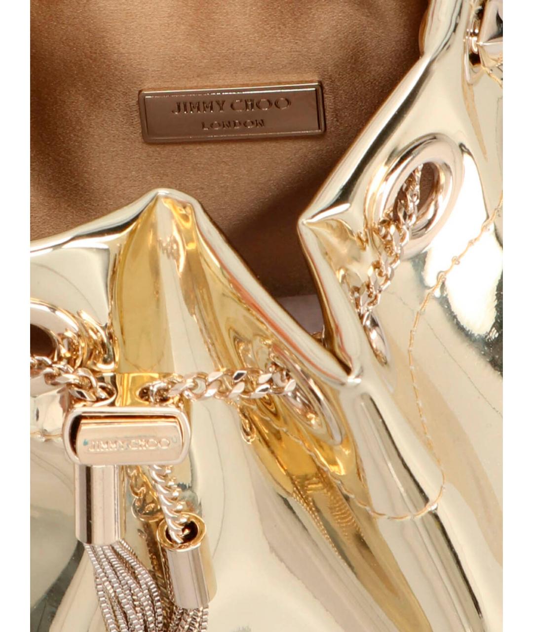 JIMMY CHOO Золотая кожаная сумка с короткими ручками, фото 4