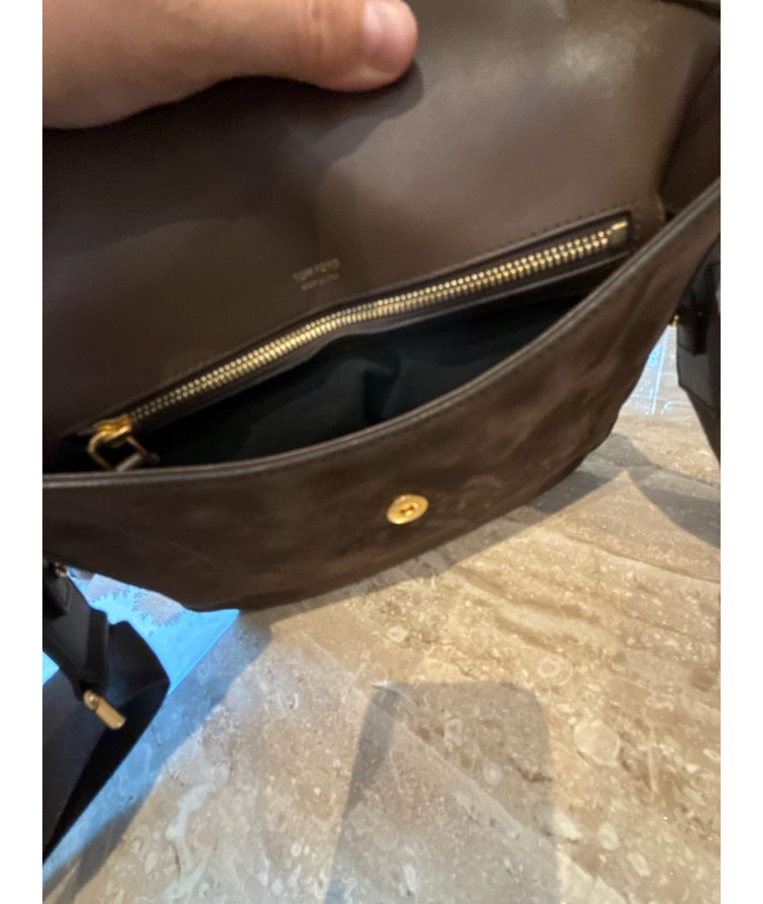TOM FORD Коричневая замшевая сумка с короткими ручками, фото 6