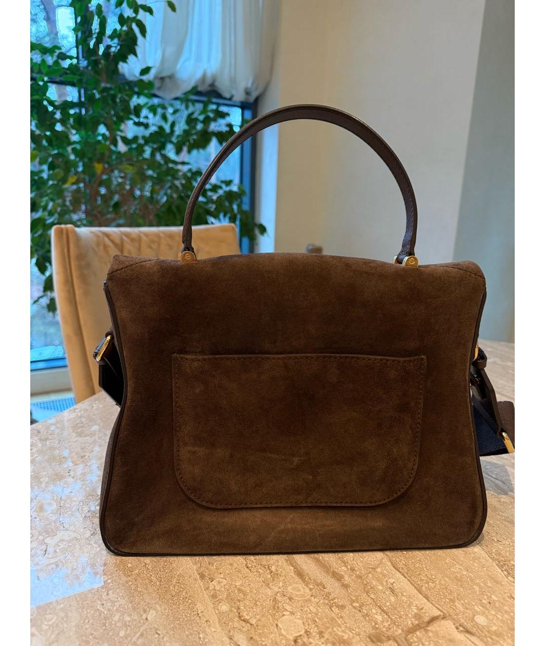 TOM FORD Коричневая замшевая сумка с короткими ручками, фото 3