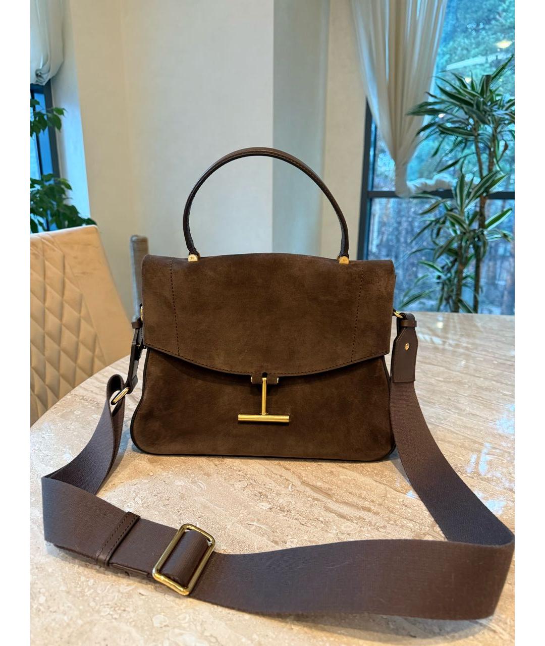 TOM FORD Коричневая замшевая сумка с короткими ручками, фото 7