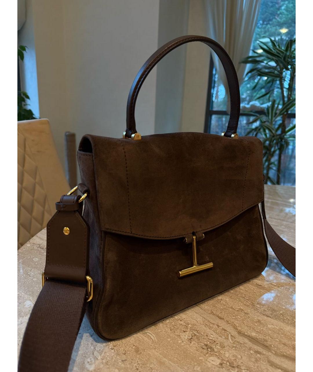 TOM FORD Коричневая замшевая сумка с короткими ручками, фото 2