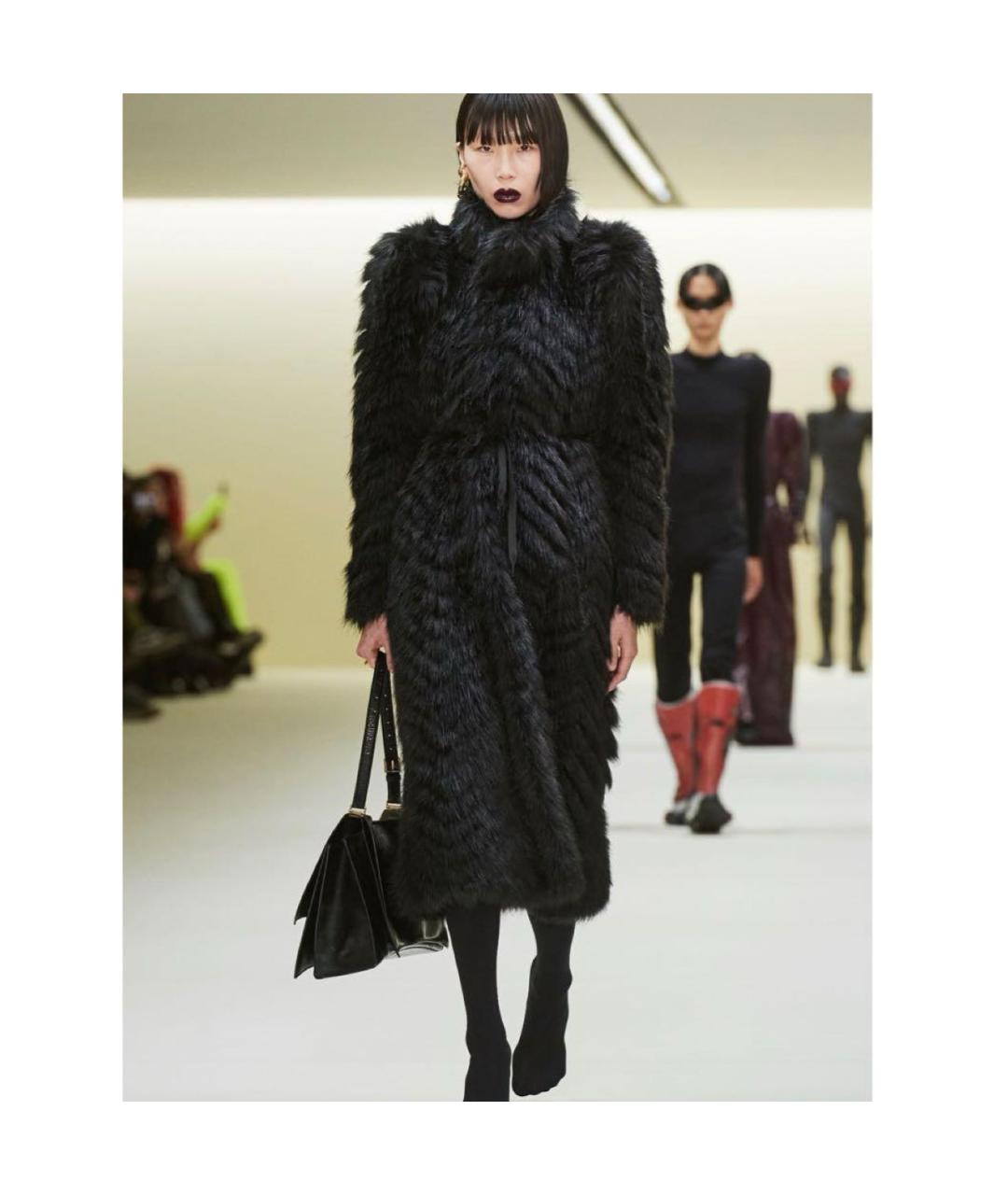 BALENCIAGA Черная полиэстеровая шуба, фото 2
