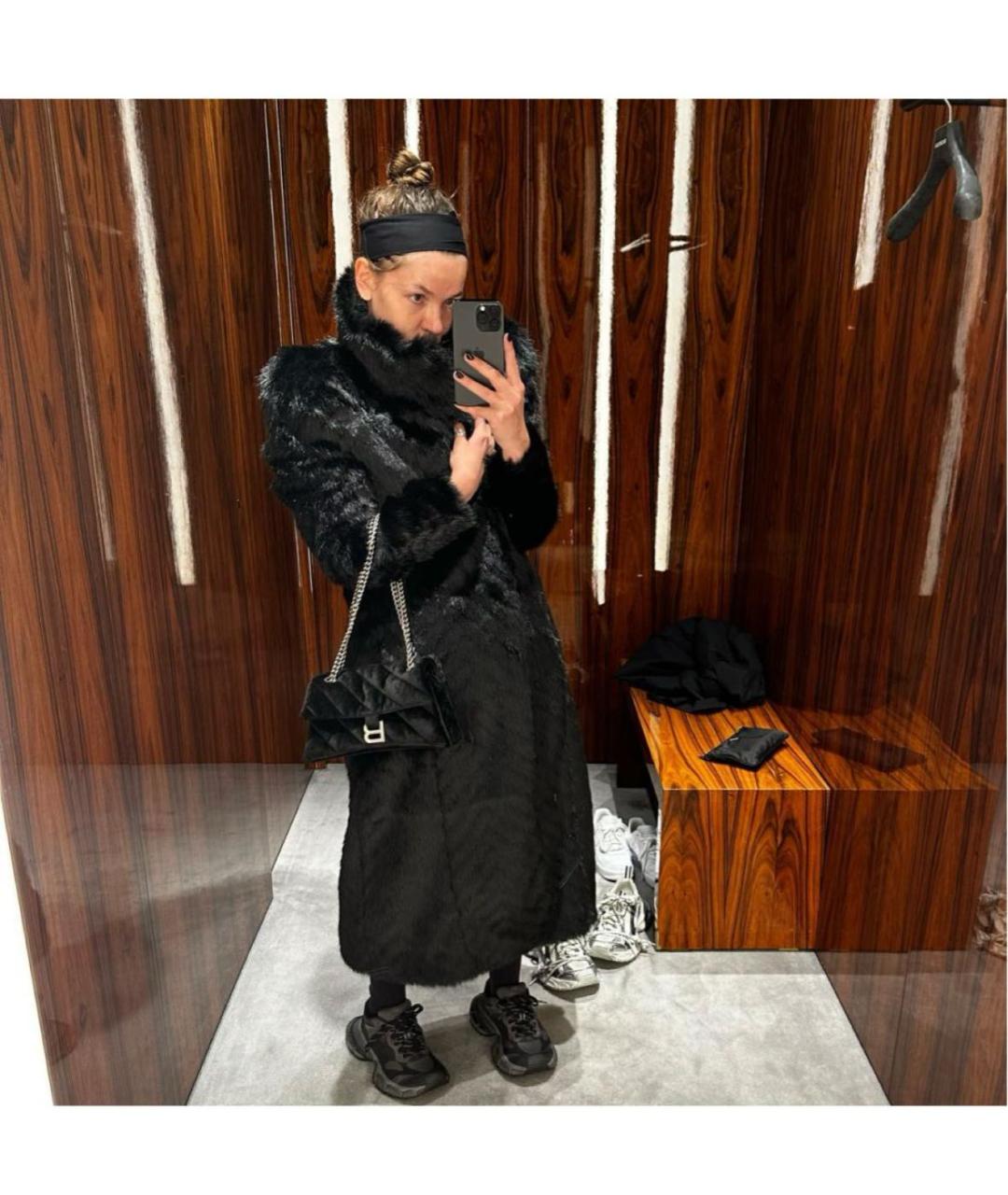 BALENCIAGA Черная полиэстеровая шуба, фото 3