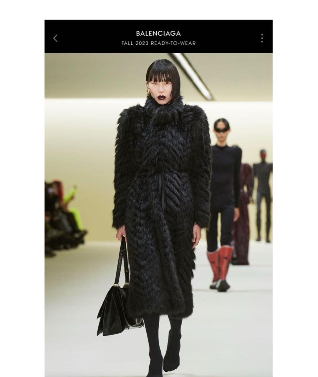 BALENCIAGA Черная полиэстеровая шуба, фото 7