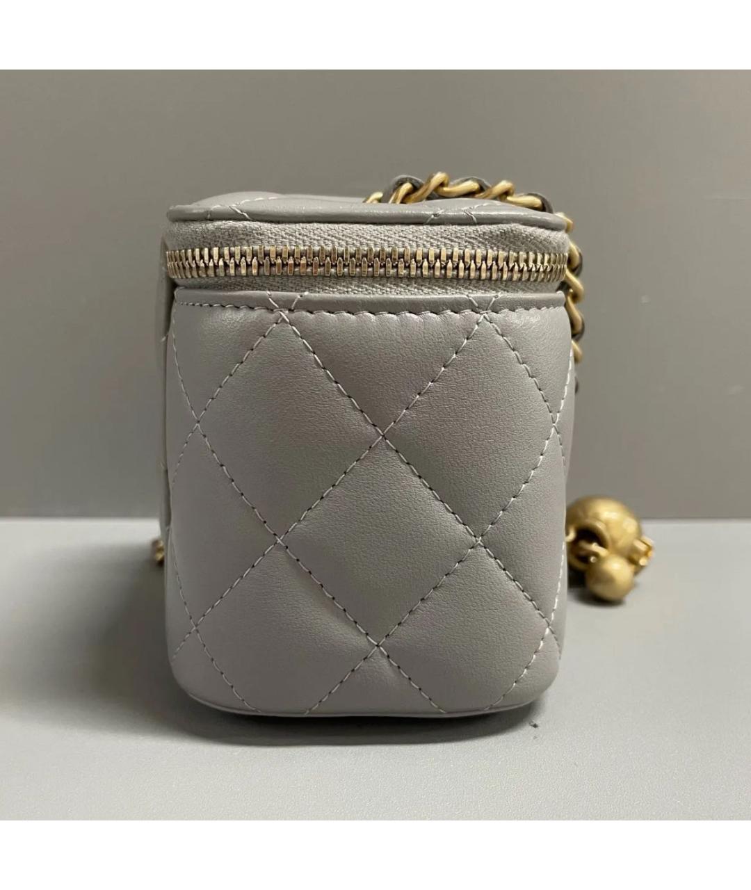 CHANEL Серая кожаная сумка через плечо, фото 3