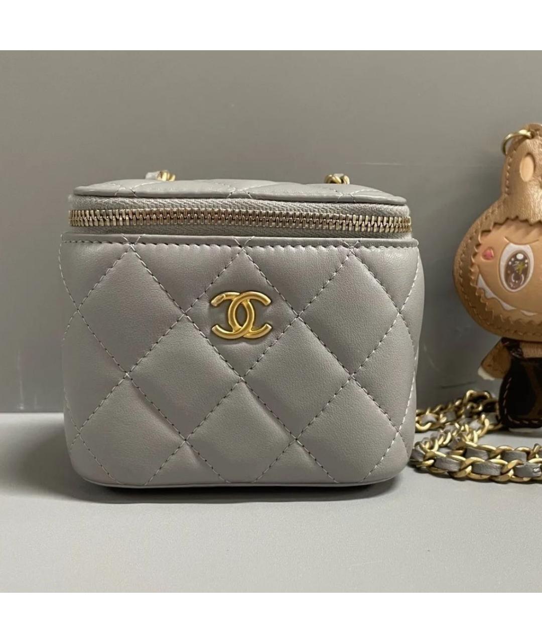 CHANEL Серая кожаная сумка через плечо, фото 9
