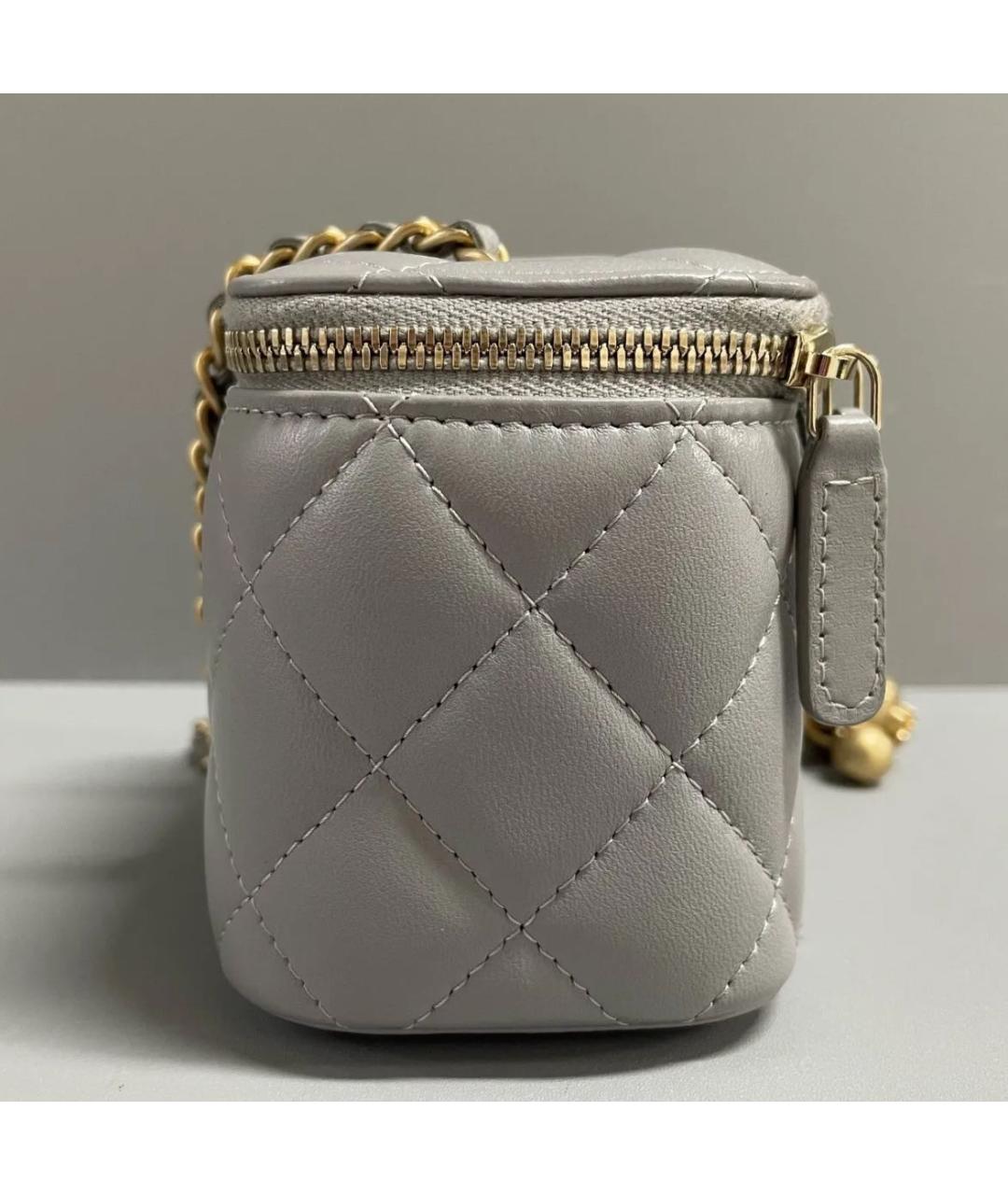 CHANEL Серая кожаная сумка через плечо, фото 4