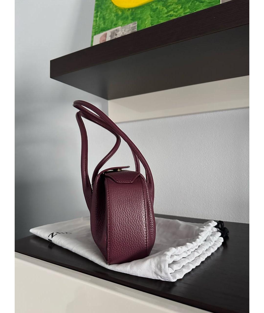 YUZEFI Бордовая кожаная сумка через плечо, фото 3