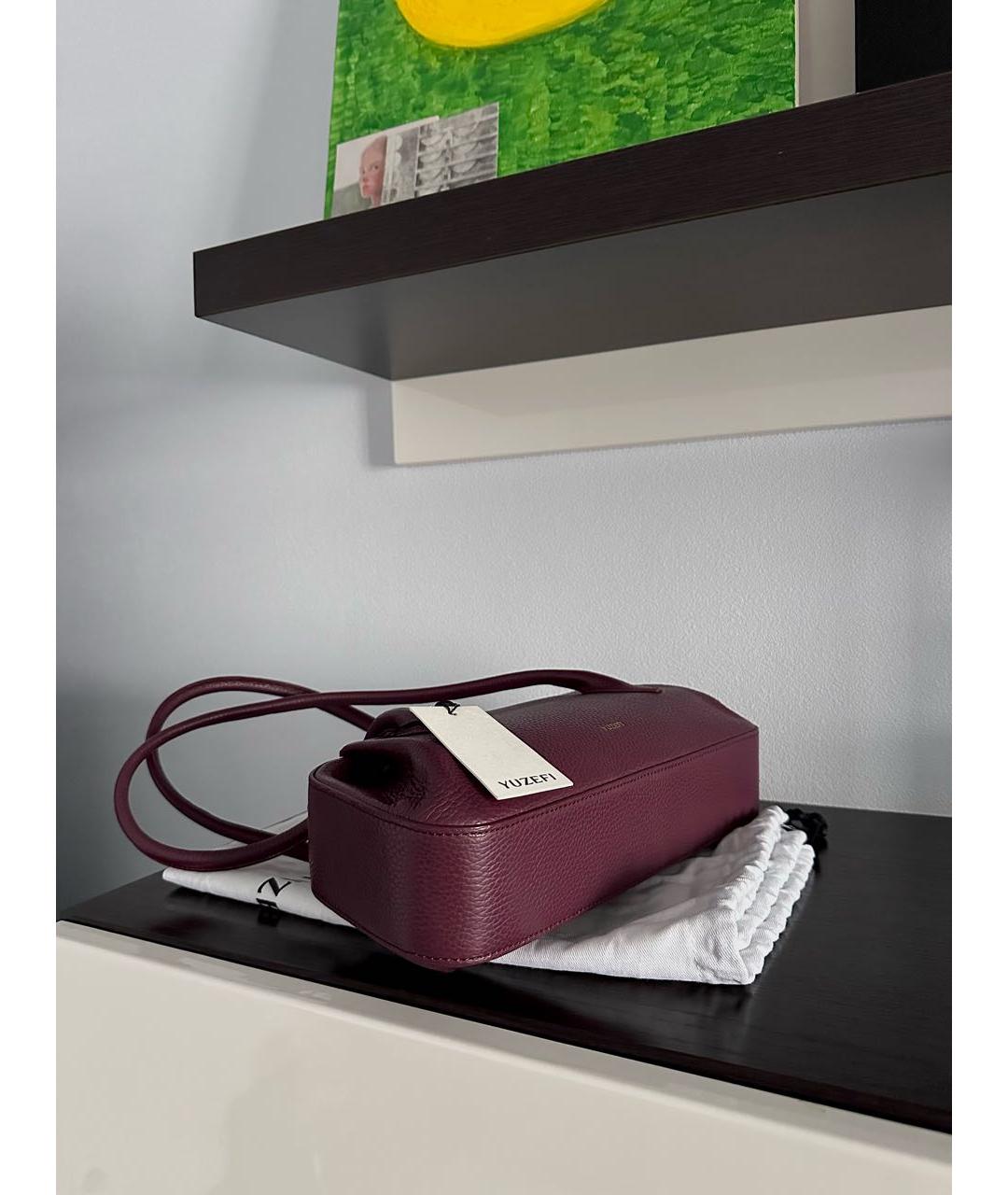 YUZEFI Бордовая кожаная сумка через плечо, фото 4