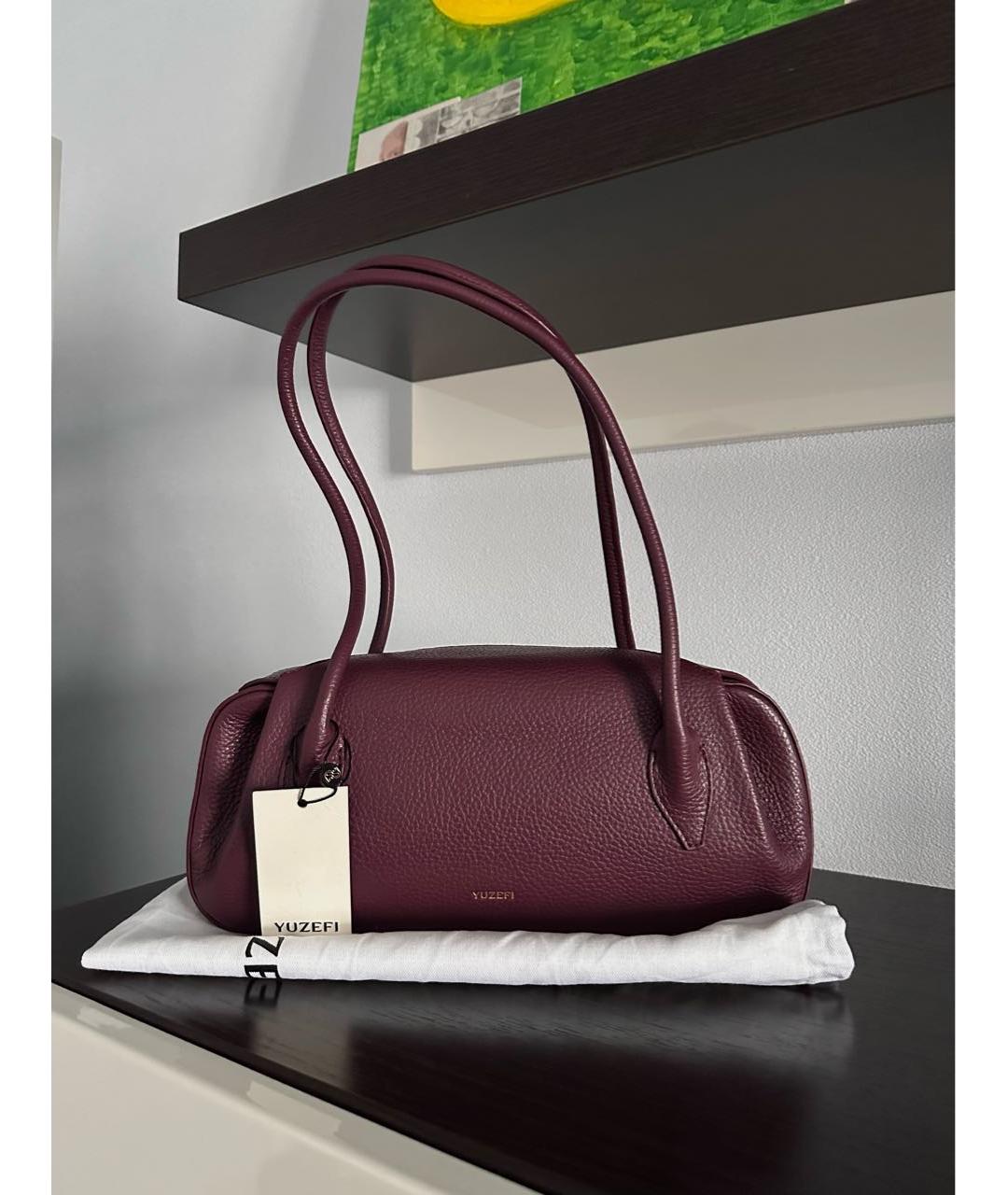 YUZEFI Бордовая кожаная сумка через плечо, фото 2
