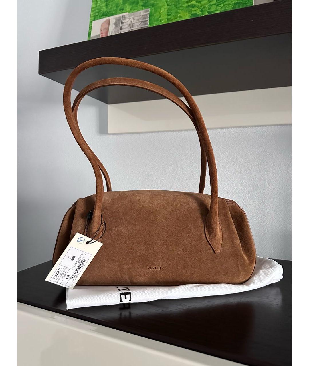 YUZEFI Коричневая замшевая сумка через плечо, фото 2