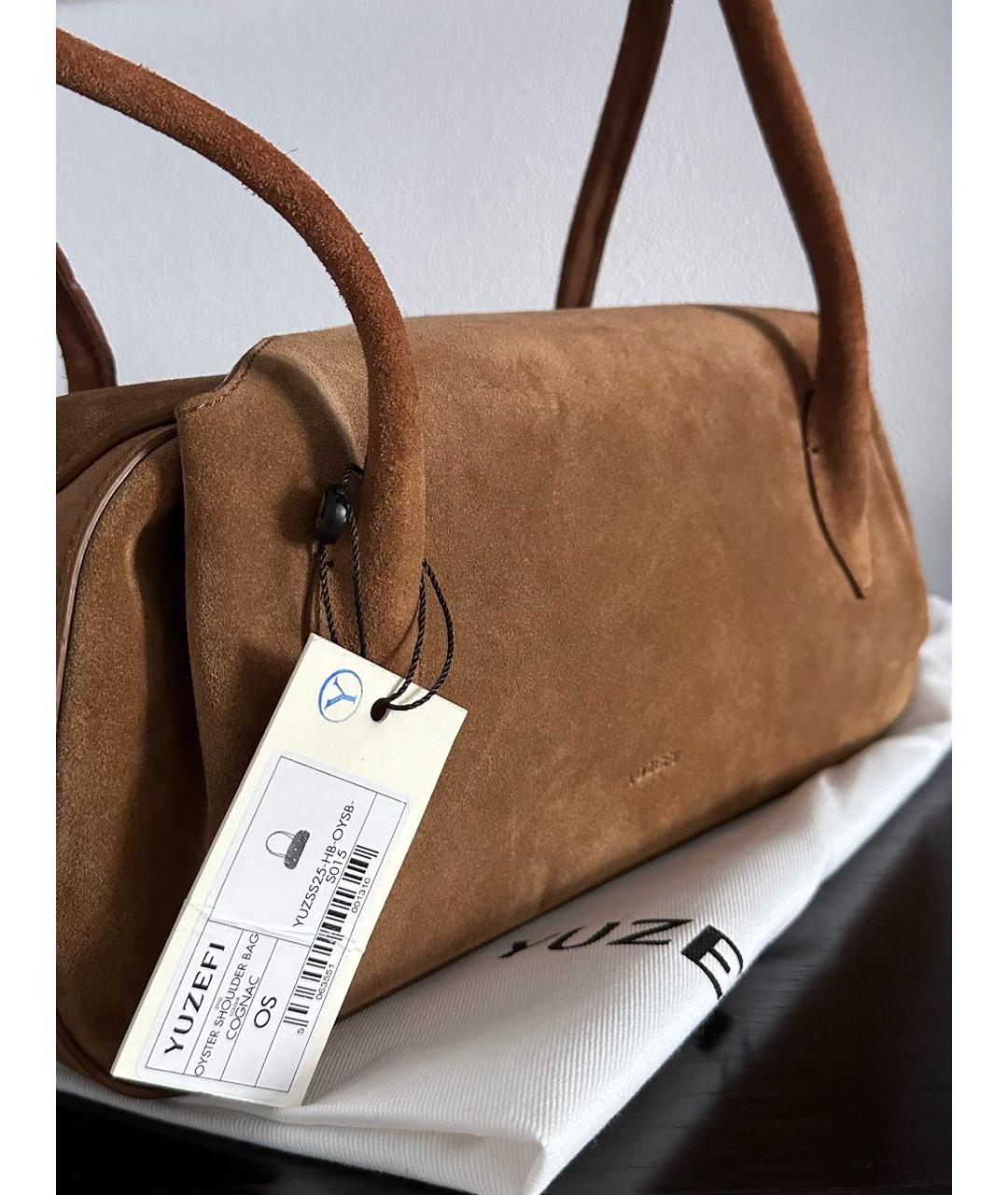 YUZEFI Коричневая замшевая сумка через плечо, фото 3