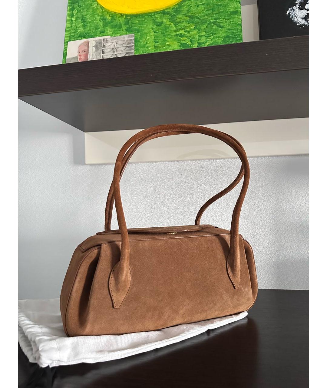 YUZEFI Коричневая замшевая сумка через плечо, фото 4