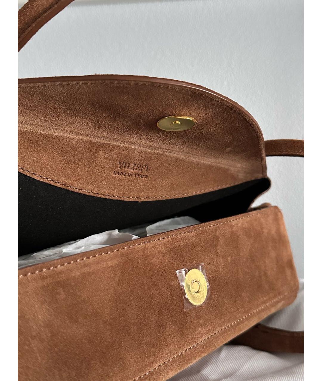 YUZEFI Коричневая замшевая сумка через плечо, фото 6