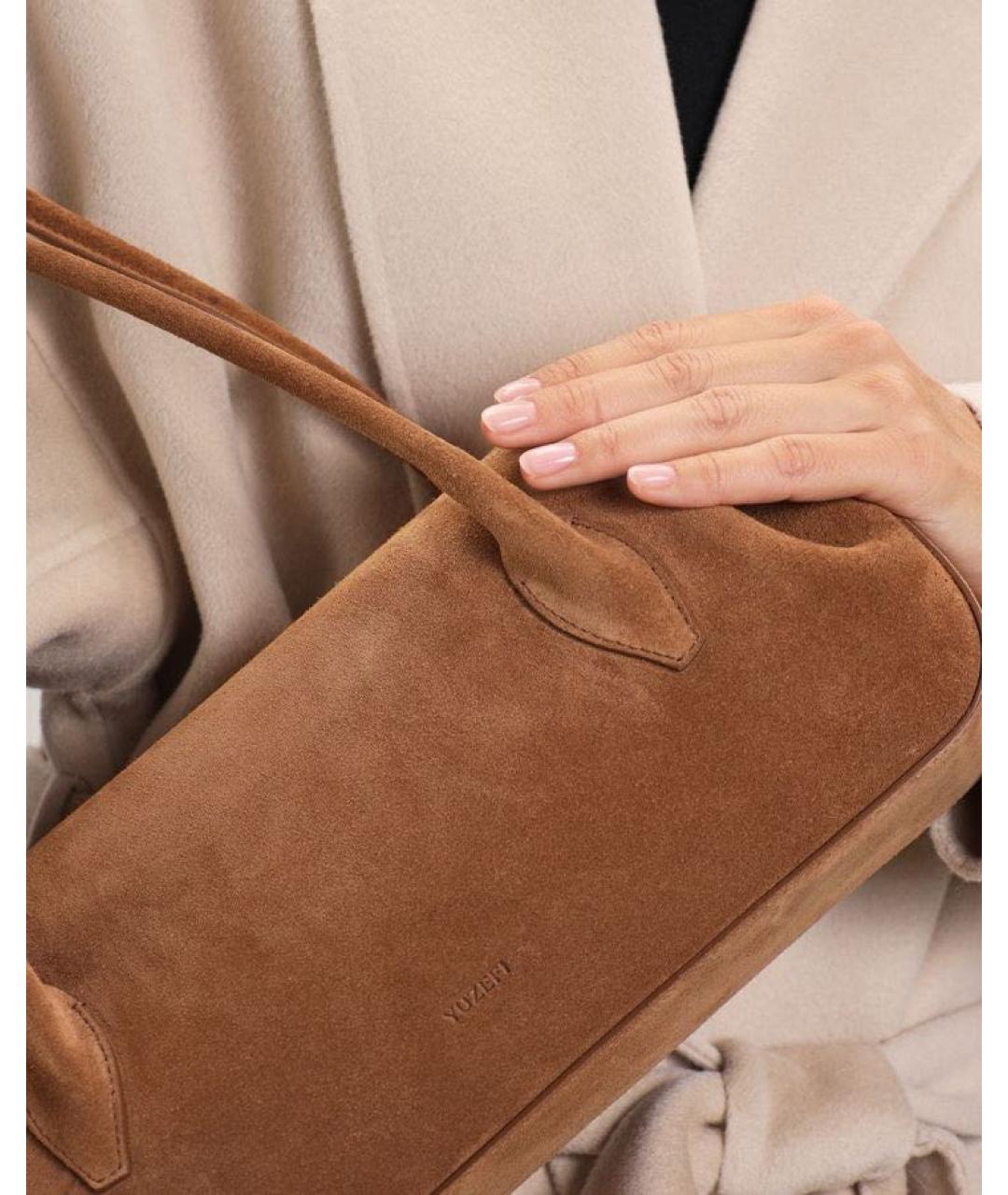 YUZEFI Коричневая замшевая сумка через плечо, фото 7