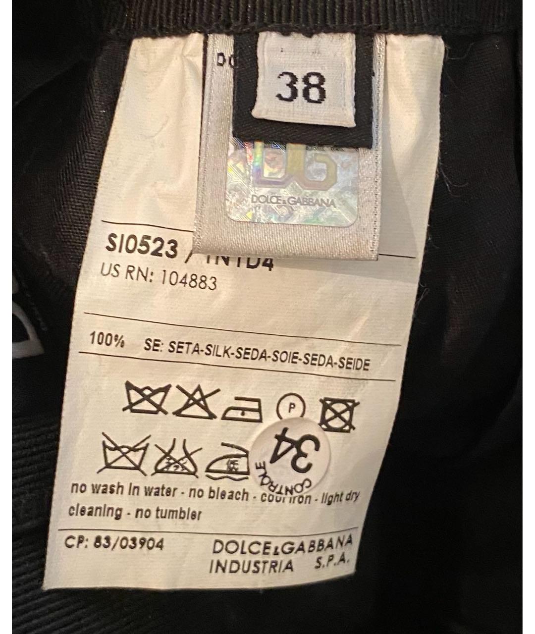 DOLCE&GABBANA Черная шелковая юбка мини, фото 8