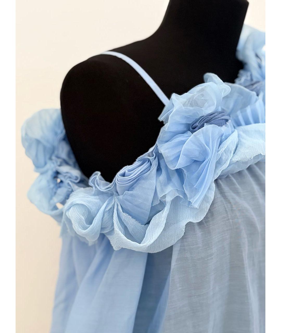 ERMANNO SCERVINO Голубая хлопковая блузы, фото 2