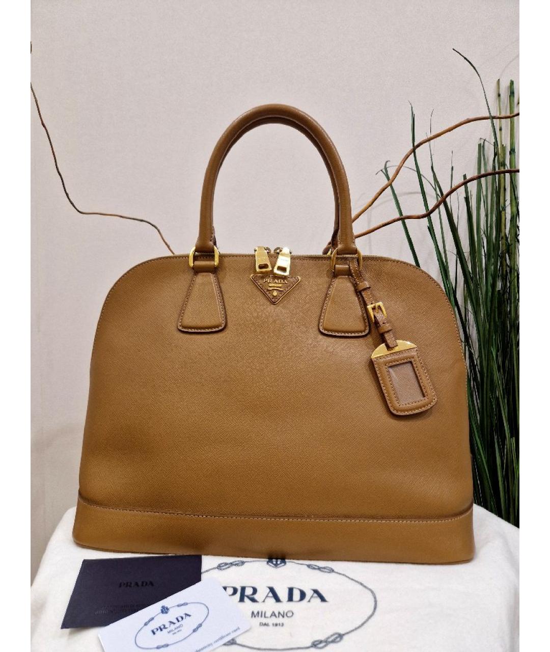 PRADA Коричневая кожаная сумка с короткими ручками, фото 10