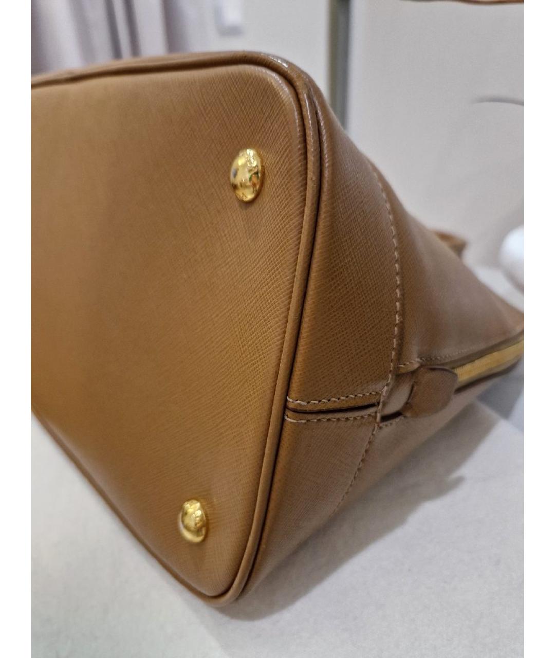 PRADA Коричневая кожаная сумка с короткими ручками, фото 7