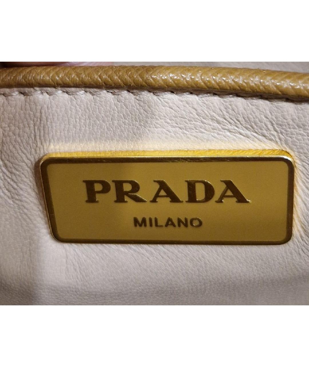 PRADA Коричневая кожаная сумка с короткими ручками, фото 5