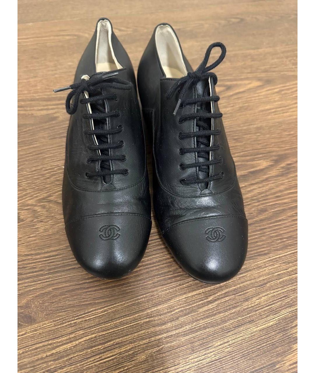 CHANEL Черные кожаные брогги и оксфорды, фото 2