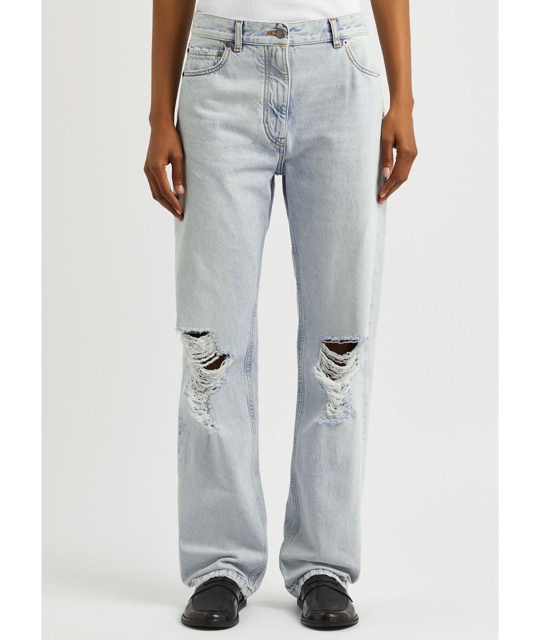 THE ROW Голубые хлопковые прямые джинсы, фото 5