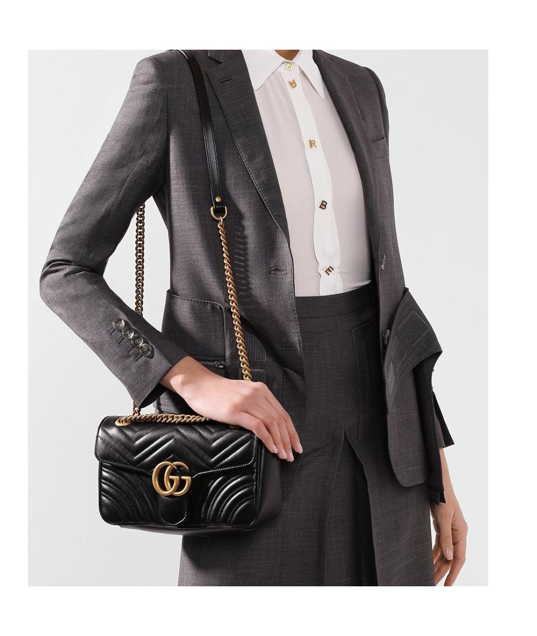 GUCCI Черная кожаная сумка через плечо, фото 2