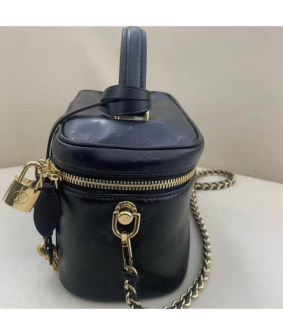 LOUIS VUITTON Черная кожаная сумка через плечо, фото 4