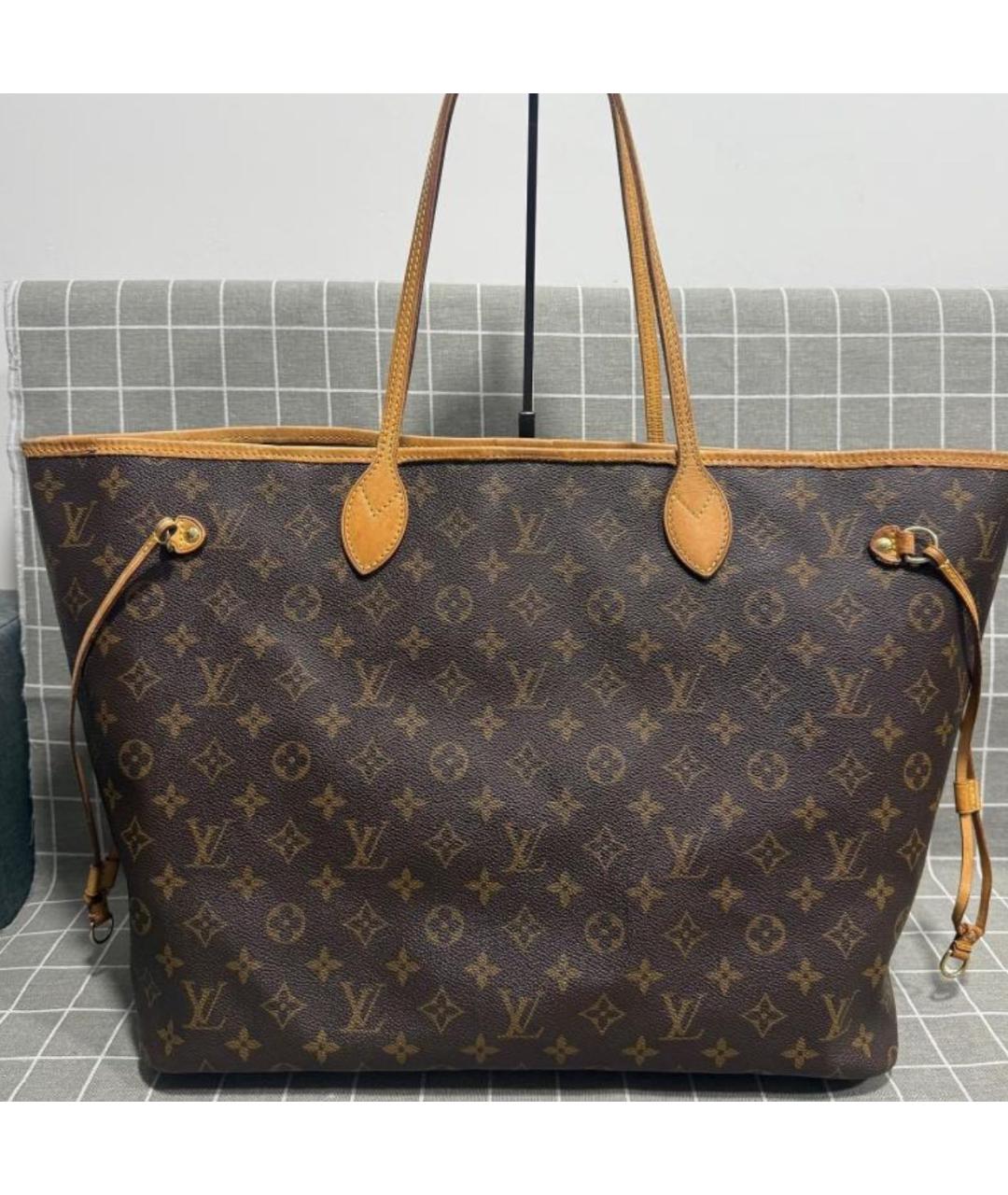 LOUIS VUITTON Коричневая кожаная сумка тоут, фото 9