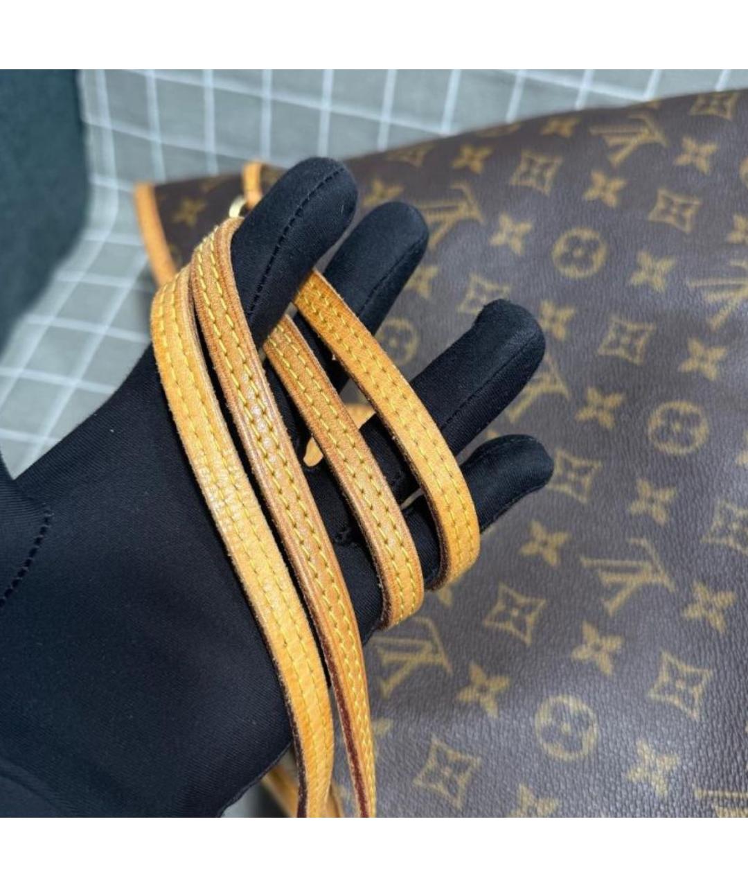 LOUIS VUITTON Коричневая кожаная сумка тоут, фото 6