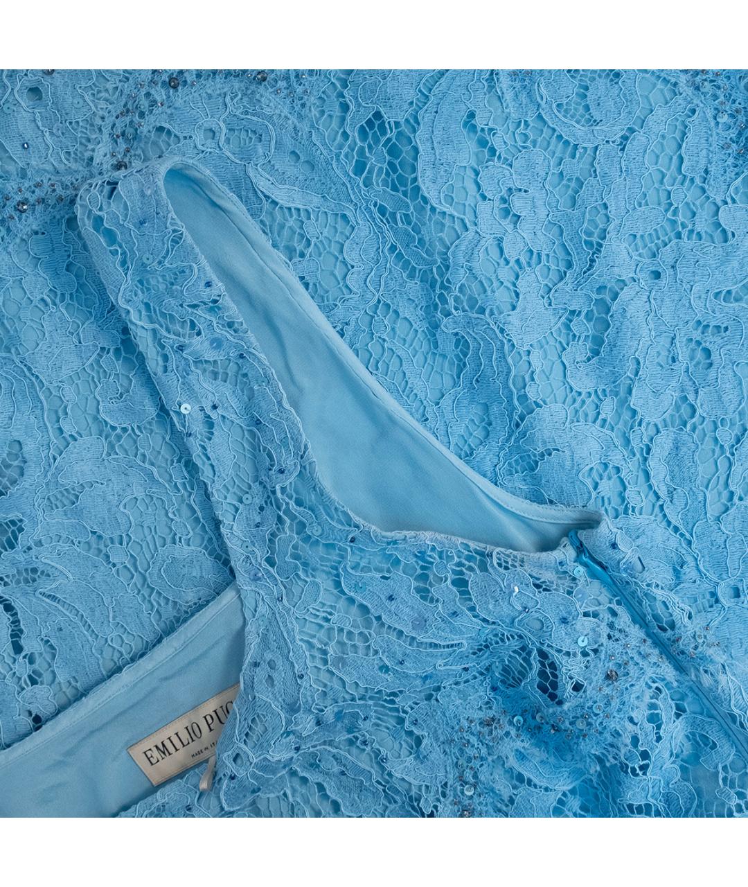 EMILIO PUCCI Голубое хлопковое повседневное платье, фото 4