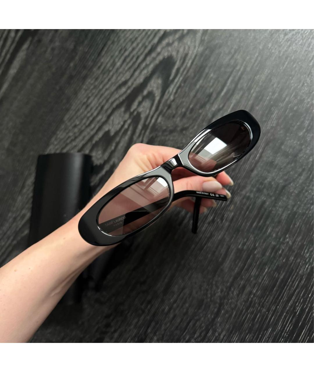SAINT LAURENT Черные пластиковые солнцезащитные очки, фото 5
