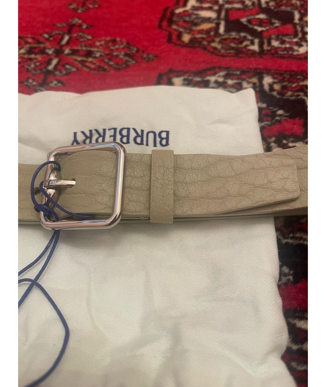 BURBERRY Бежевый кожаный ремень, фото 2