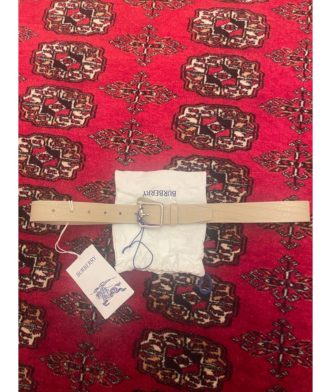 BURBERRY Бежевый кожаный ремень, фото 7