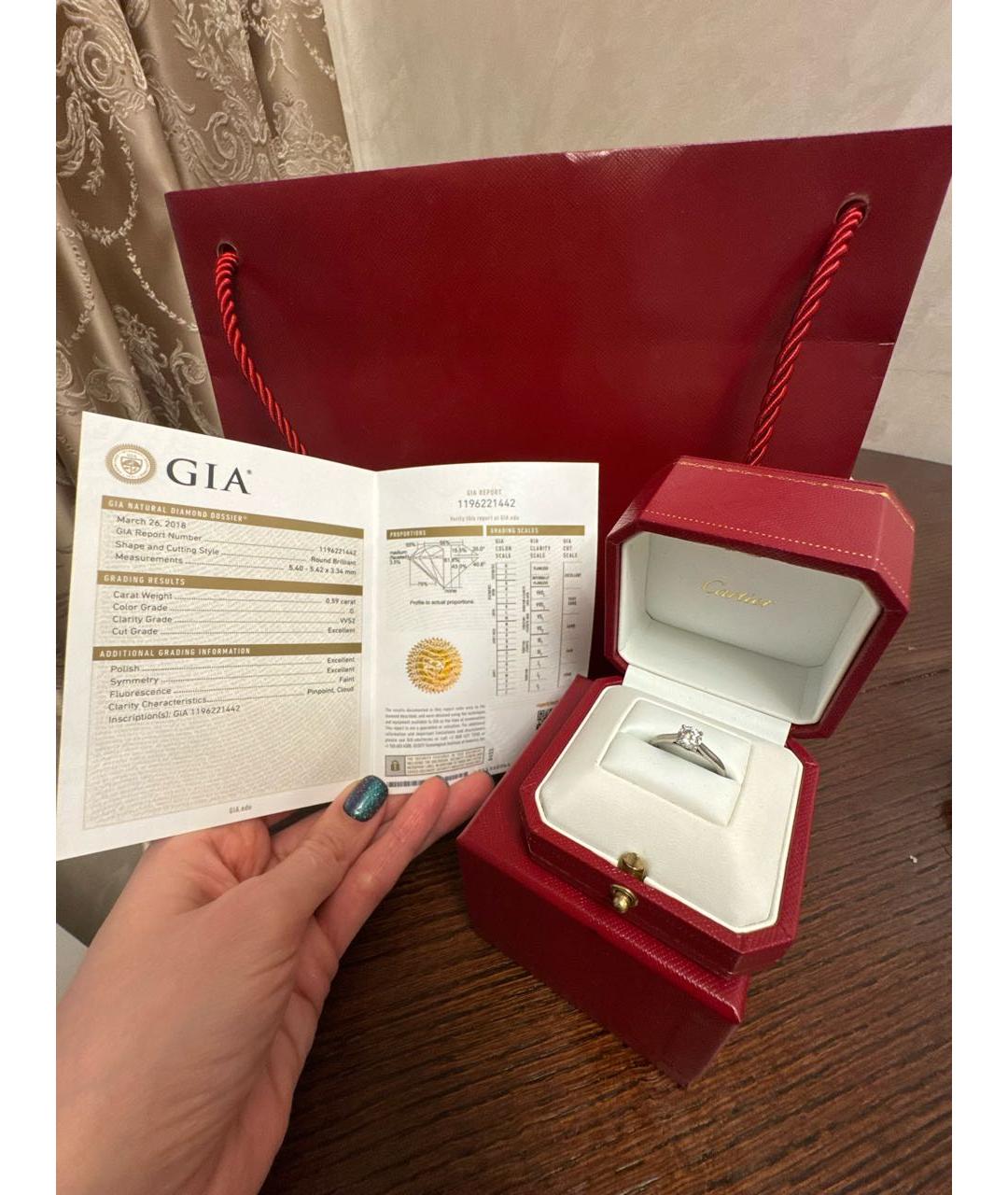 CARTIER Белое платиновое кольцо, фото 4