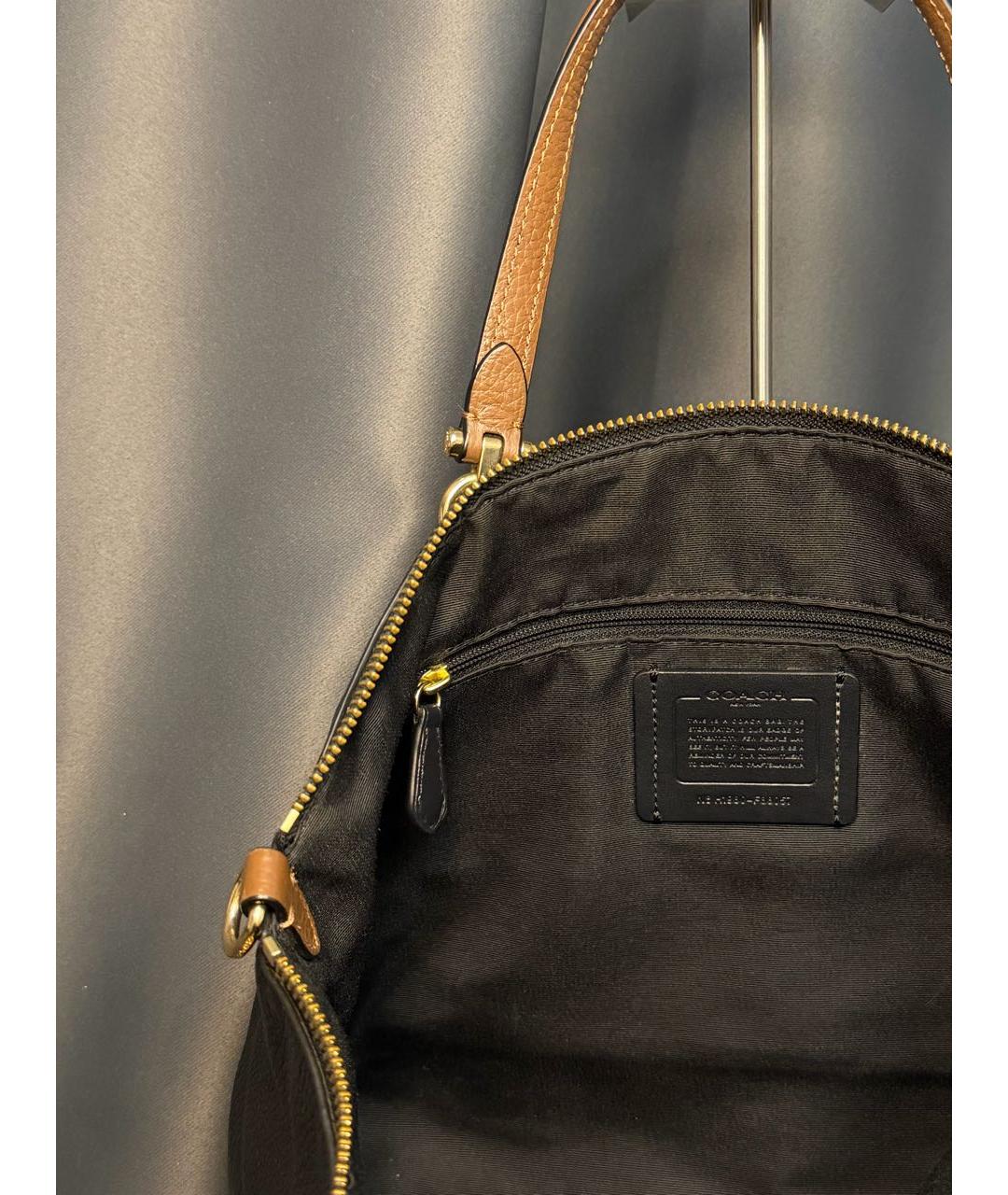 COACH Черная кожаная сумка с короткими ручками, фото 8