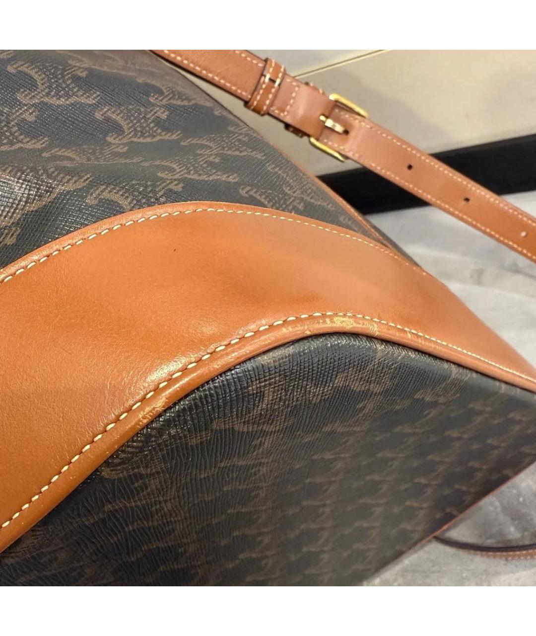 CELINE Коричневая кожаная сумка через плечо, фото 6