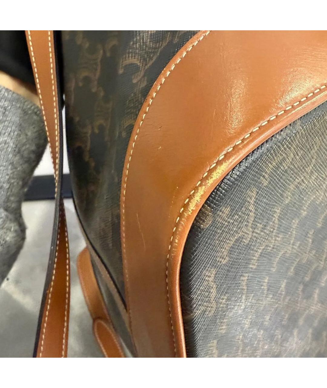CELINE Коричневая кожаная сумка через плечо, фото 7