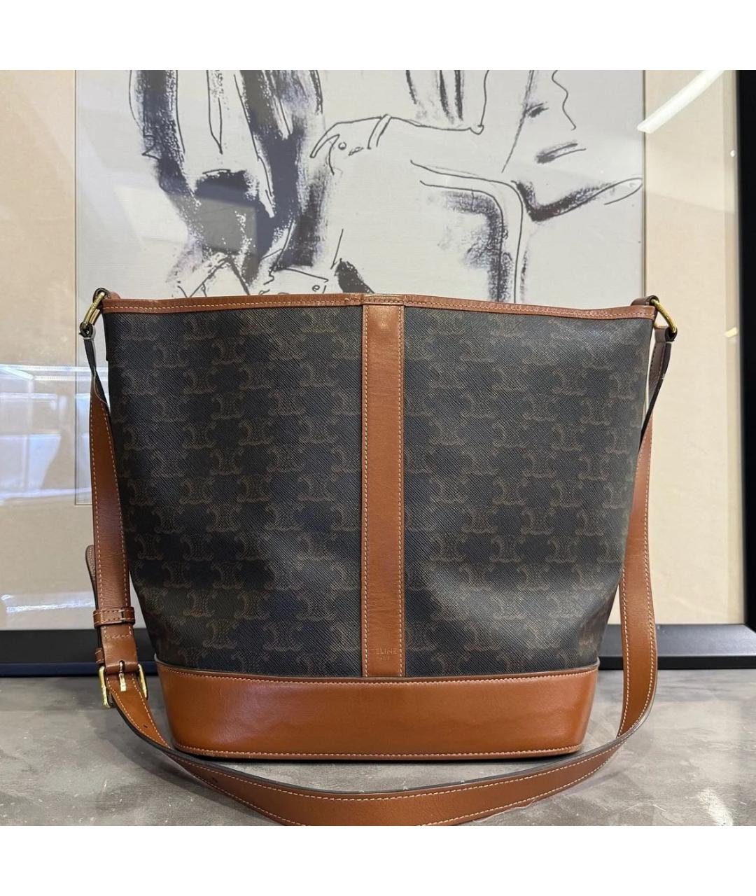 CELINE Коричневая кожаная сумка через плечо, фото 9