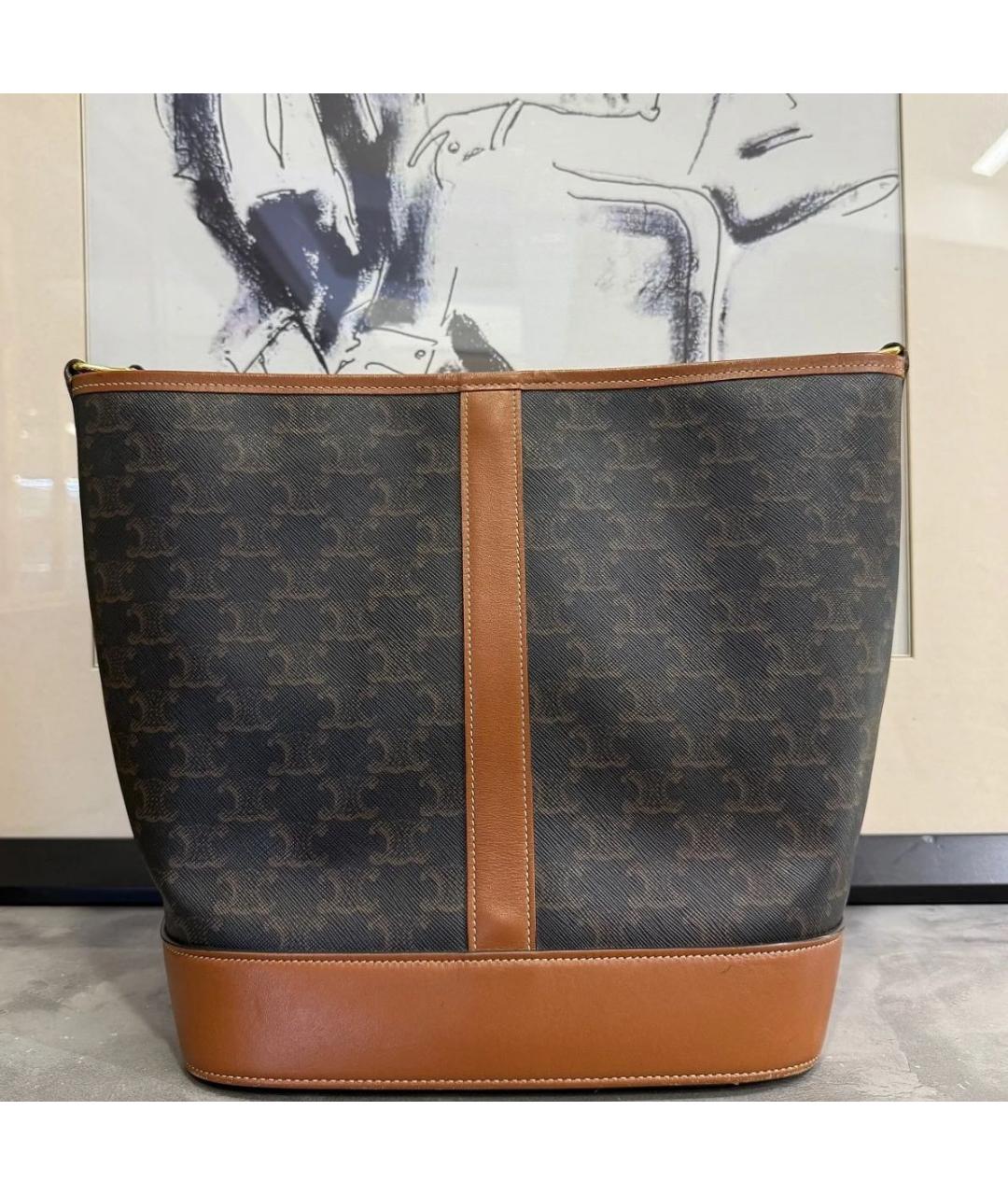 CELINE Коричневая кожаная сумка через плечо, фото 2